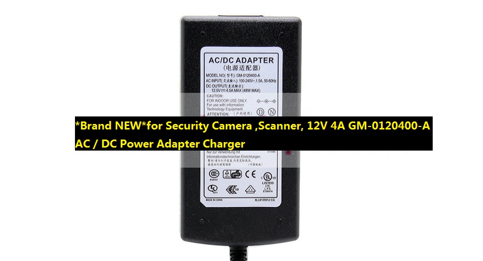 *Brand NEW*for Security Camera ,Scanner, 12V 4A GM-0120400-A AC / DC Power Adapter Charger - Click Image to Close